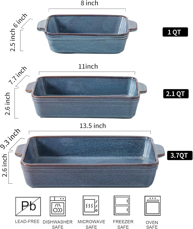 HVH 9x13 Baking Dish Set, Large Casserole Dishes - Image 4