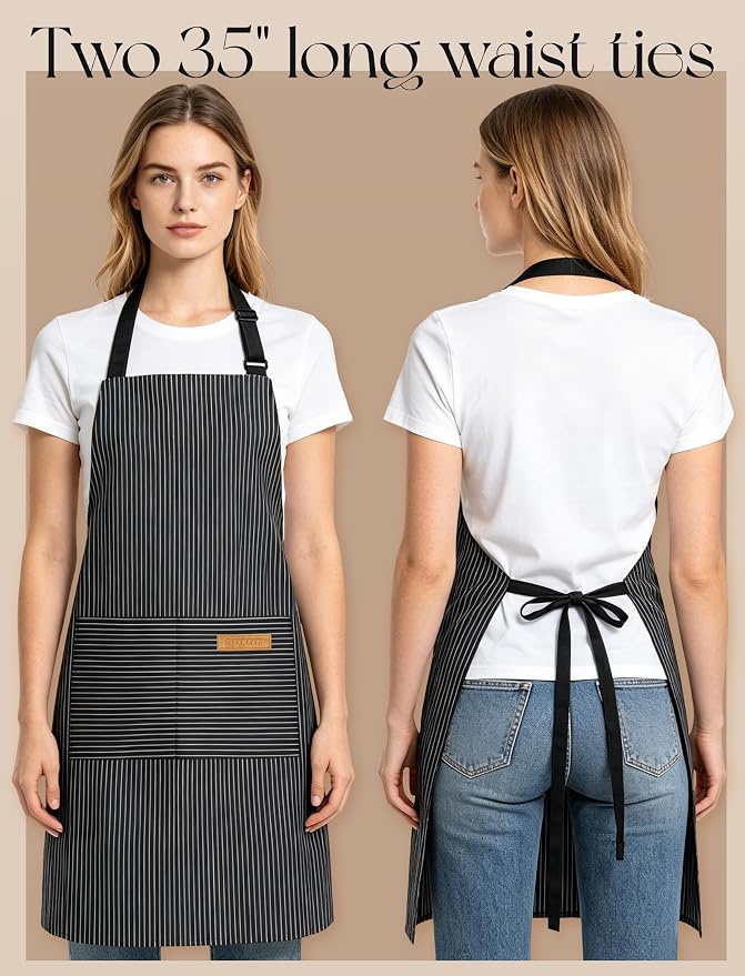 2 Pack Kitchen Cooking Aprons, Soft Aprons - Image 4