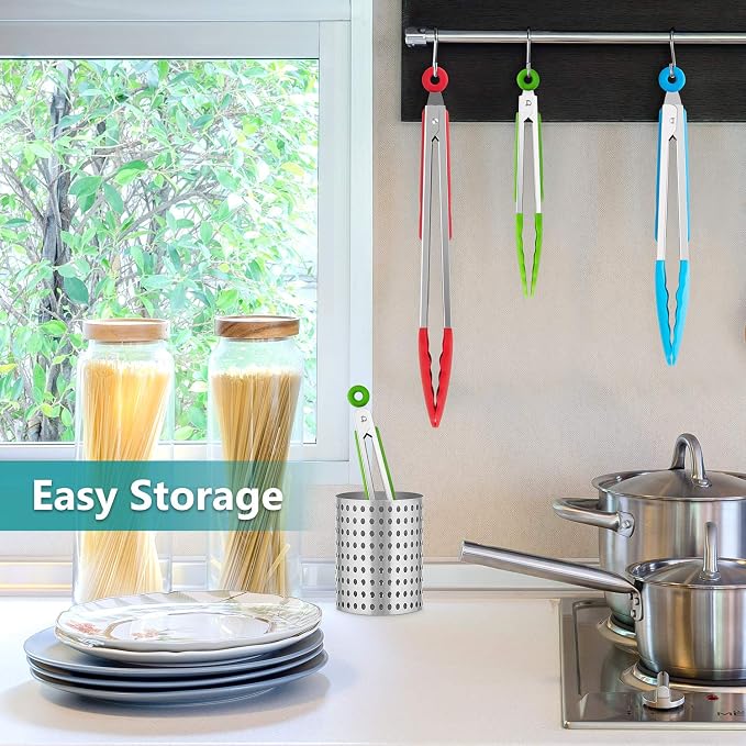 Kitchen Tongs Set of 3, Cooking Tongs - Image 5