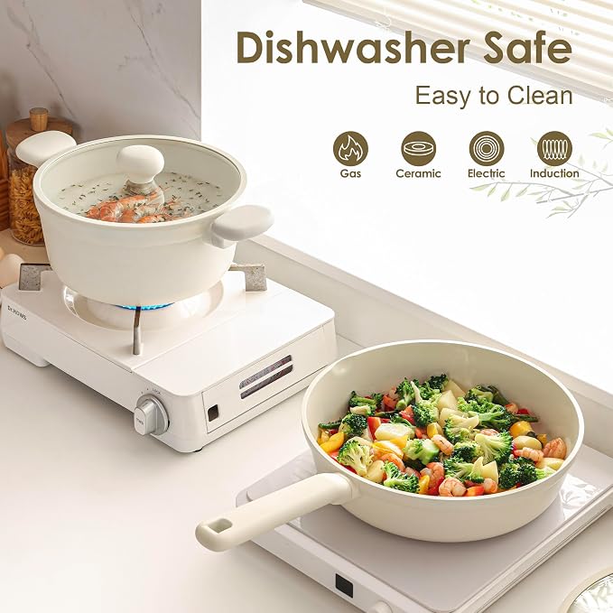SENSARTE Ceramic Nonstick Pots and Pans Set 17pcs, Healthy Induction Cookware - Image 7