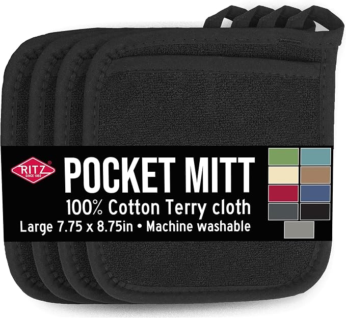 RITZ Terry Pocket Mitt & Hot Pad: Unparalleled Heat Resistant, Durable 100% by Ritz+Foodservice
