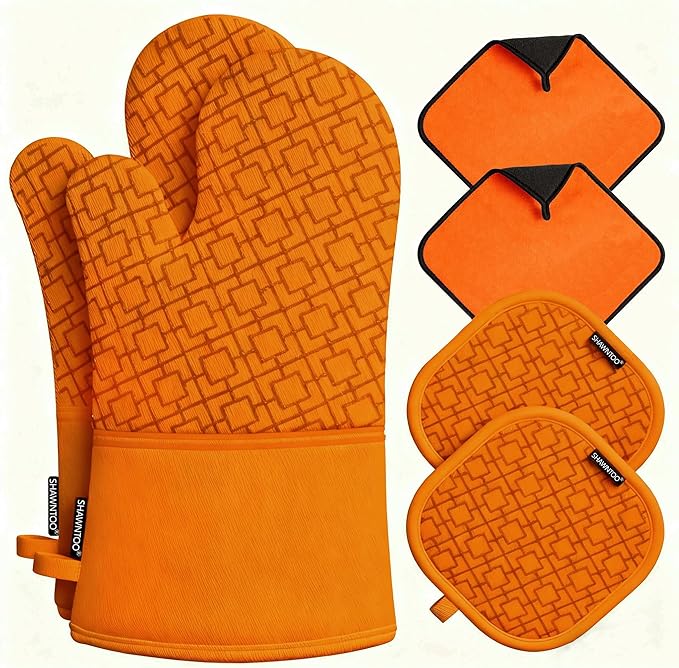 Oven Mitts and Pot Holders Sets 6pcs, Kitchen Oven Glove, High Heat Resistant by OvenMitts