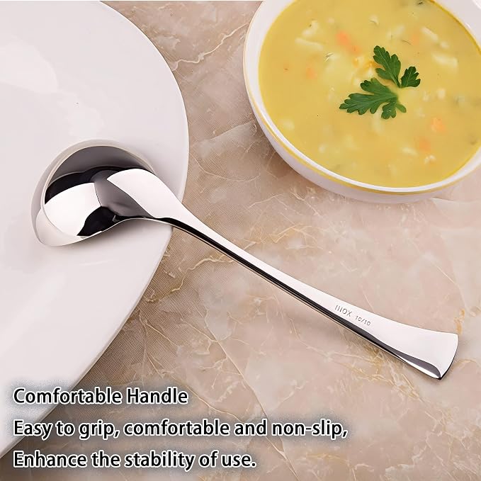 Comicfs 2 Pack Gravy Ladle, 18/10 Stainless Steel Soup Ladle, Small Soup Spoon - Image 6