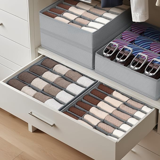 Joyoldelf Sock Drawer Organizer Divider 4 Packs Underwear Organizer, 2 x 24 - Image 4