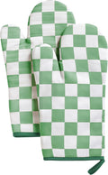 Ohocut Green Checkered Oven Mitts Heat Resistant, Vintage Retro Checkerboard by Ohocut