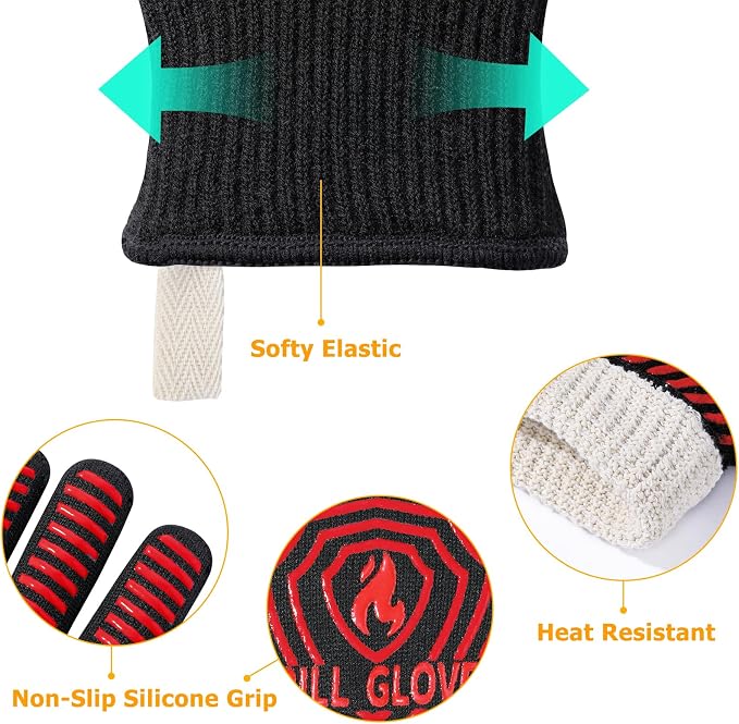 BBQ Gloves, BBQ Accessories 1472℉ Extreme Heat Resistant, Grilling Gloves - Image 6