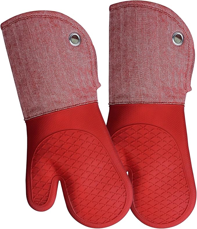 Professional Microwave Silicone Oven Mitts one Pair, Kitchen Mitten Set by REDLMLDETA