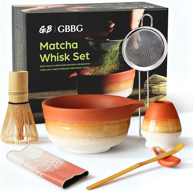 Matcha Whisk Set, Ceramic Matcha Kit Desert Style, Matcha Whisk and Bowl by GBBGhome