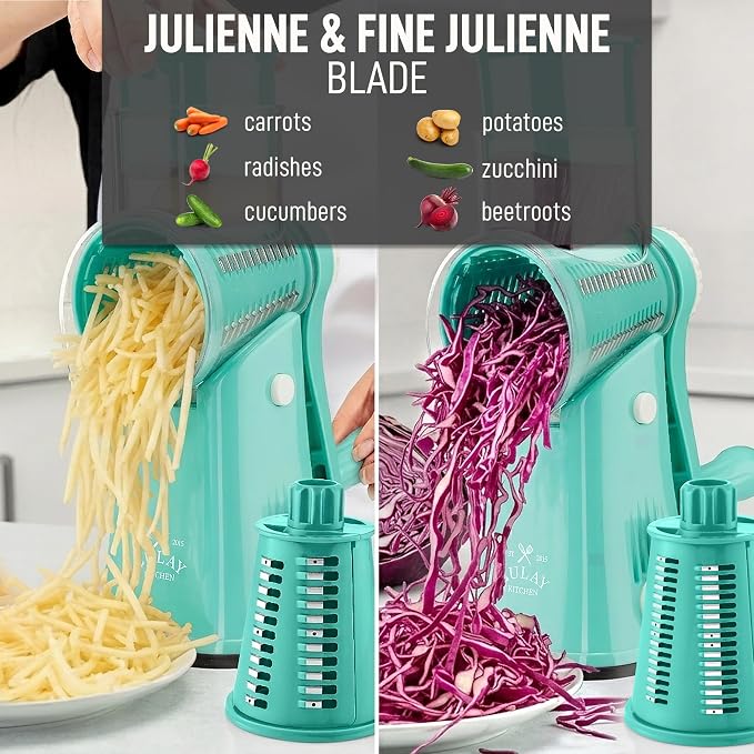 Zulay Kitchen Rotary Cheese Grater 5 Blade Cheese Shredder - Image 6