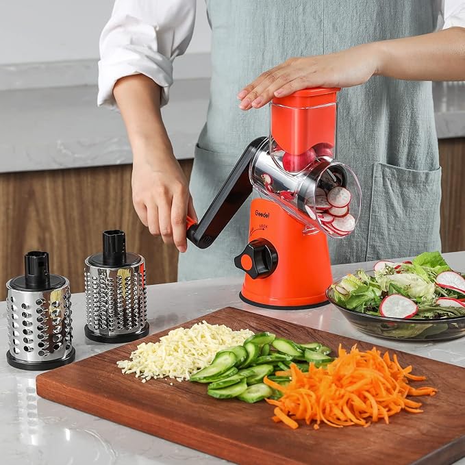 Geedel Rotary Cheese Grater, Kitchen Mandoline Vegetable Slicer - Image 8