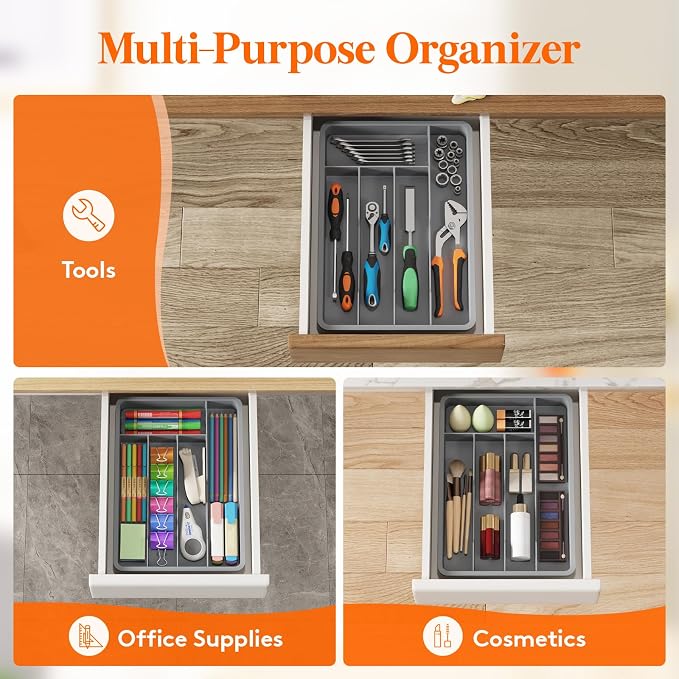 Lifewit Silverware Drawer Organizer Tray, Plastic Cutlery Storage - Image 8
