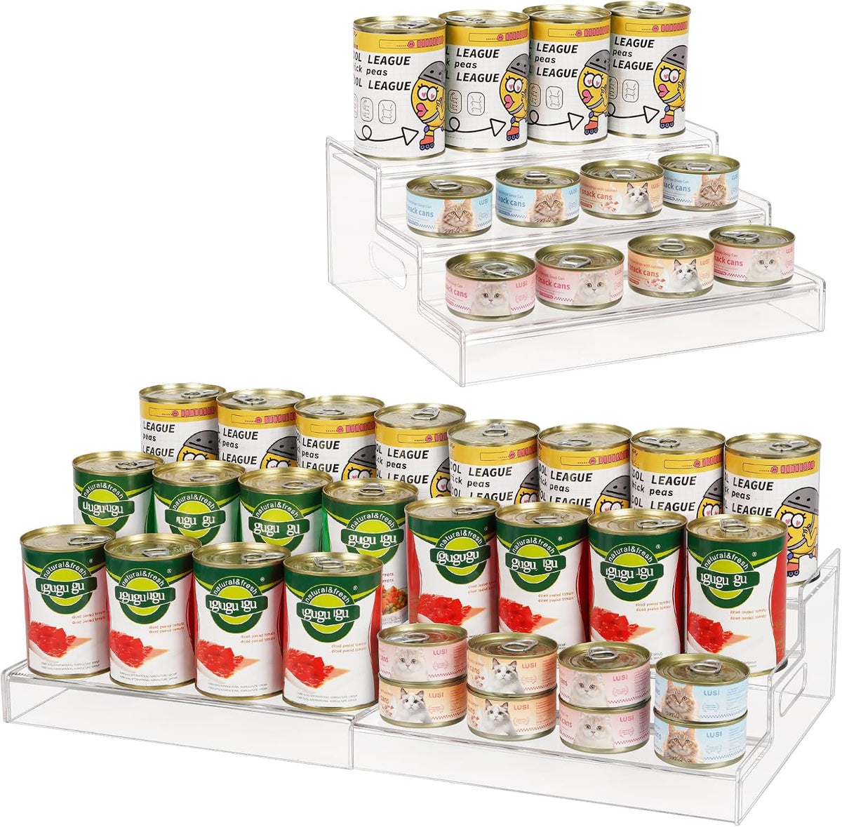 Expandable Can Rack Organizer, 3 Tier Acrylic Can Food Storage for