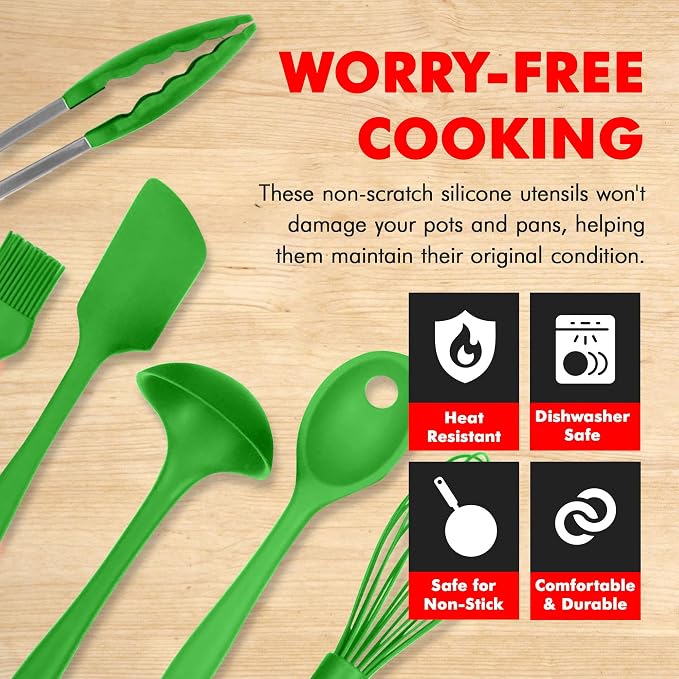 Chef Craft 9 Piece Green Premium Silicone Kitchen Tool Set - Image 3