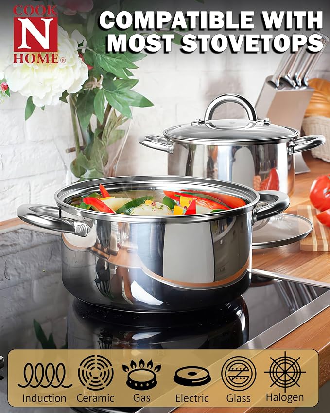 Cook N Home 8 Quart Stainless Steel Stockpot - Image 3
