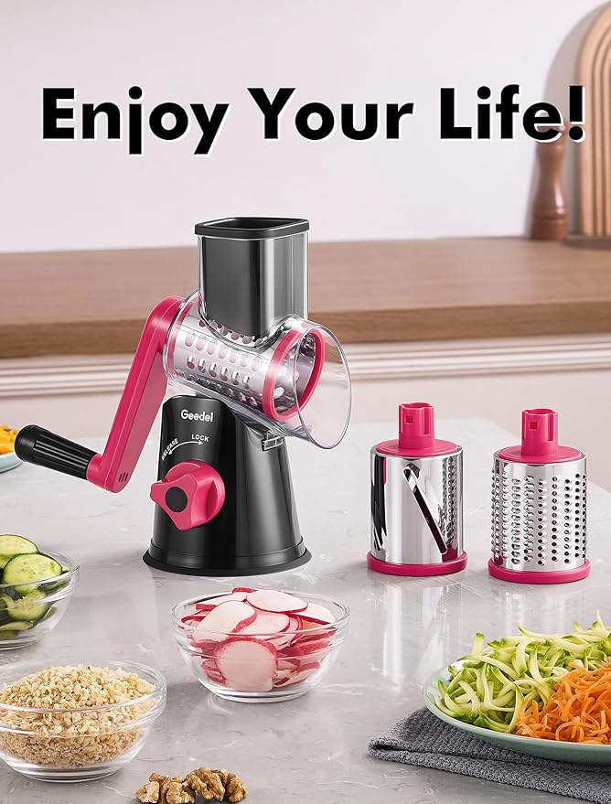 Geedel Rotary Cheese Grater, Kitchen Mandoline Vegetable Slicer - Image 9