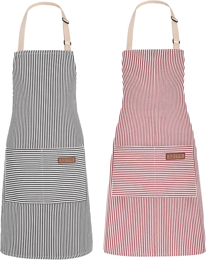 2Pack Adjustable Kitchen Apron for Women Men by ZAIORD