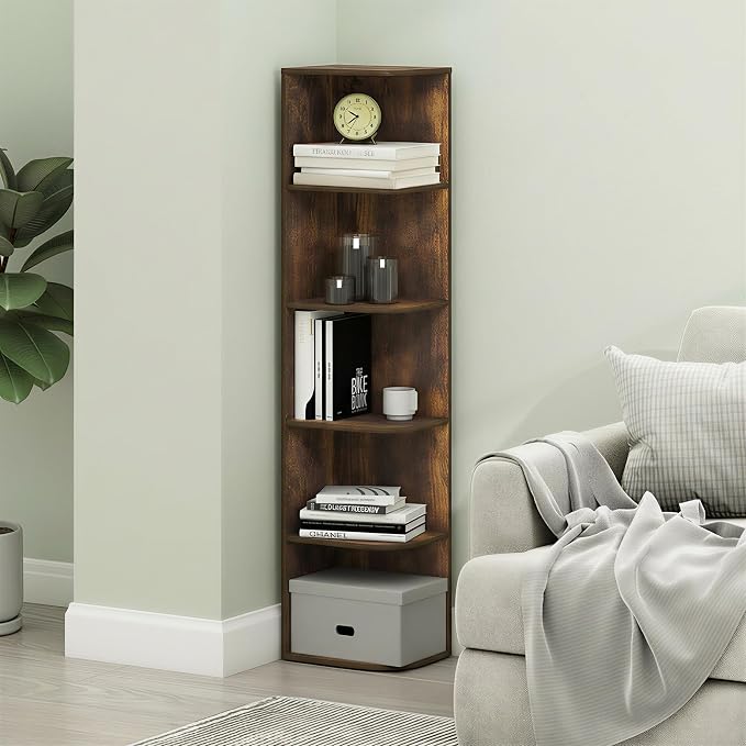 Furinno PASIR Book Shelf, 5-Tier Corner Bookshelf - Image 4