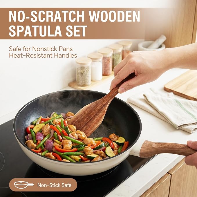 DEBETOOL 6-Piece Acacia Cooking Utensils- Natural Wooden Cooking Spoons - Image 4