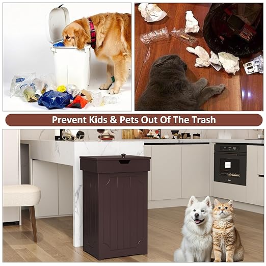 Function Home Trash Can Cabinet, 13 Gallon Kitchen Garbage Can, Wood Recycling - Image 5