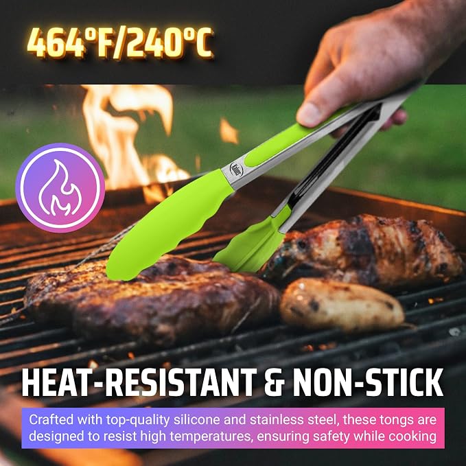 Kaluns Kitchen Tongs for Cooking Grilling Set of 4, BBQ Grill Tongs - Image 4