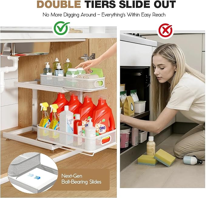 2-Pack Under Sink Storage Organizer - Image 3