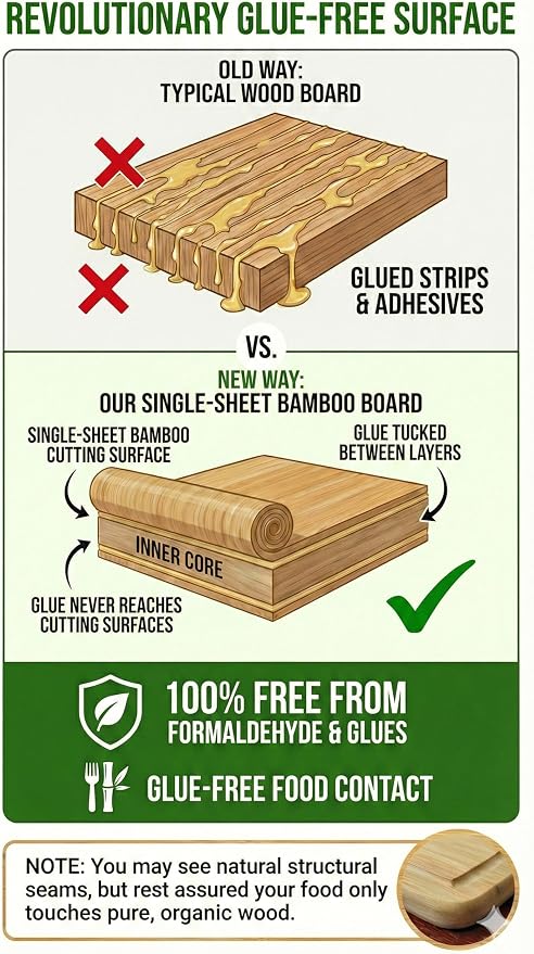 GREENER CHEF Glue-Free Surface Organic Bamboo Wood Cutting Board 3-Piece Set – - Image 3