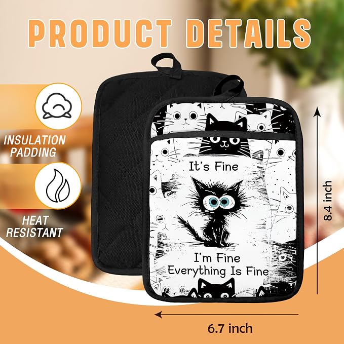 Funny Black Cat Pot Holders - Image 2