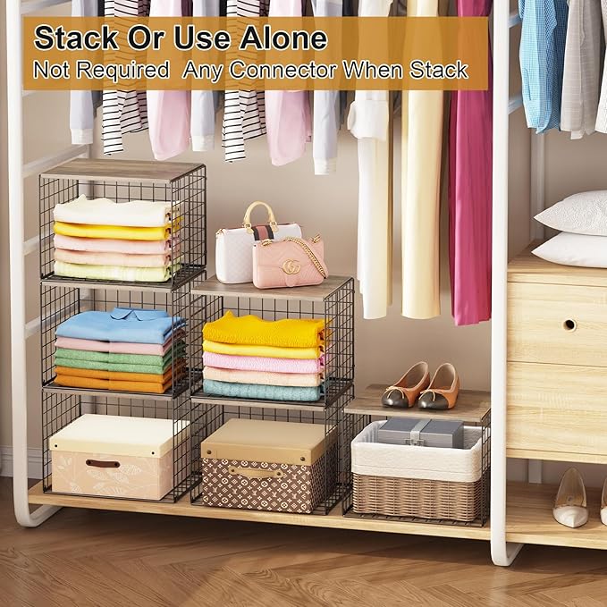 4PCS Wider Closet Organizers and Storage, Stackable Closet Shelf Organizer - Image 6