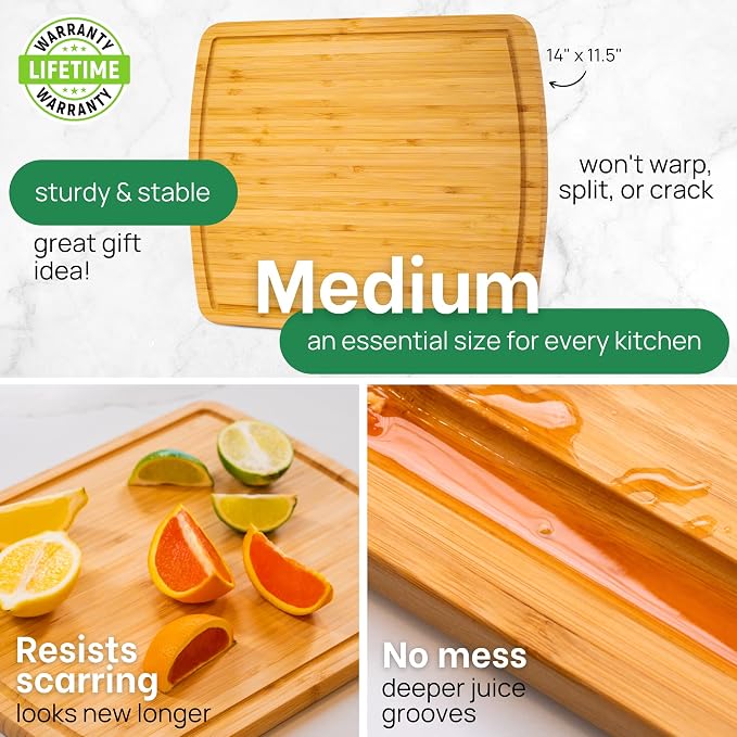 GREENER CHEF 15 Inch Bamboo Cutting Board - Image 3
