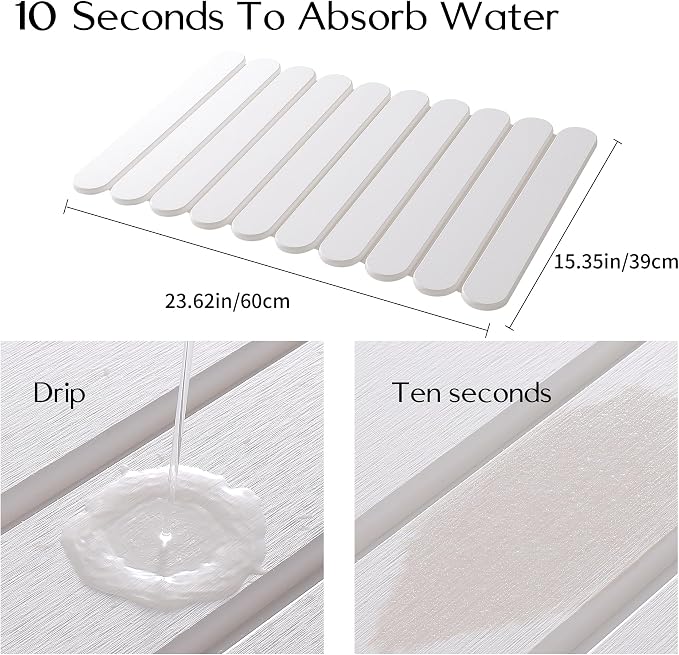 Large White Stone Dish Drying Mats - Image 2
