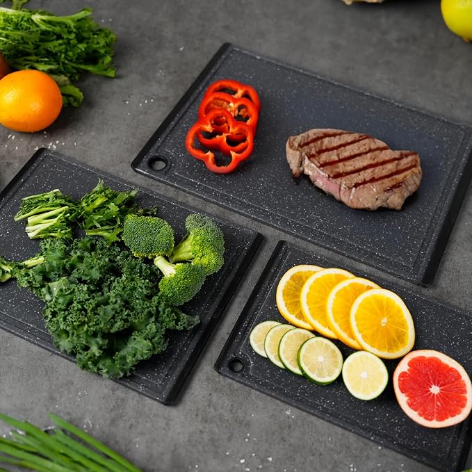 Plastic Cutting Boards for Kitchen, 3-Piece Large Cutting Board Set Dishwasher - Image 4