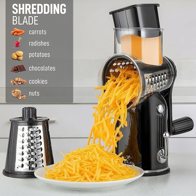 Zulay Kitchen Rotary Cheese Grater 5 Blade Cheese Shredder - Image 3