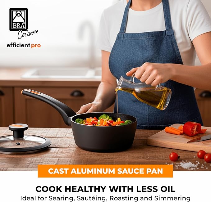 BRA COOKWARE Efficient Pro Nonstick Saucepan w/Lid | 6.3 Inch 1.13 Quart - Image 3
