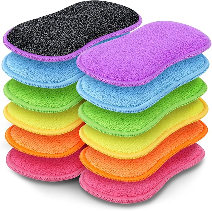 GLIMGLINT 12Pack Dish Sponges Kitchen, Non-Scratch Microfiber Sponges by Unknown