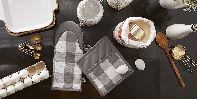 DII Buffalo Check Kitchen Collection, Classic Farmhouse Kitchen Set, Oven Mitt - Image 5