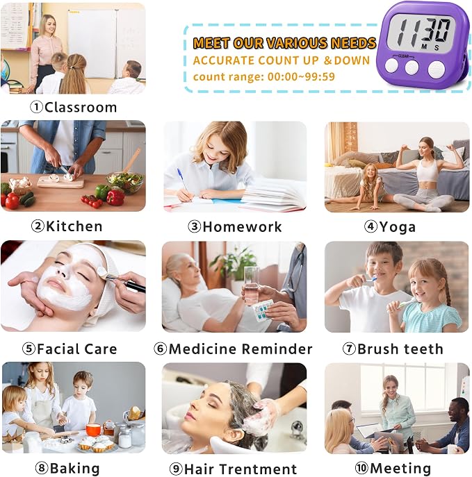 Timer for Kids Teachers Supplies Digital Kitchen Timers for Cooking Large - Image 4