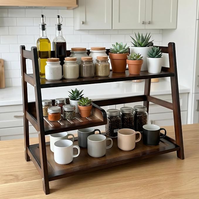 3 Tier Bamboo Matcha Station, coffee station organizer Shelf - Image 7
