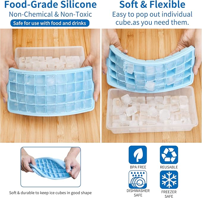 Silicone Ice Cube Tray with Leak-Proof Lid & Storage Bin - Image 3