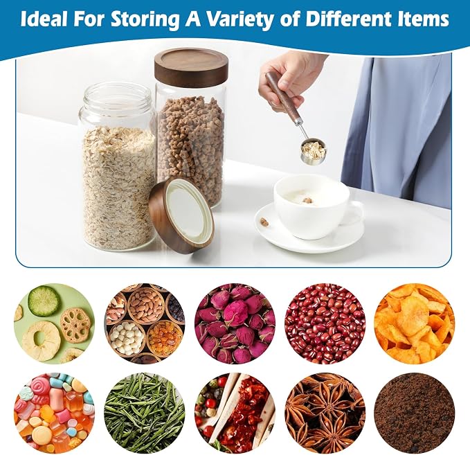 Glass Jar with Screw Top Lid 37oz Borosilicate Glass Spice Jars Seasoning - Image 3