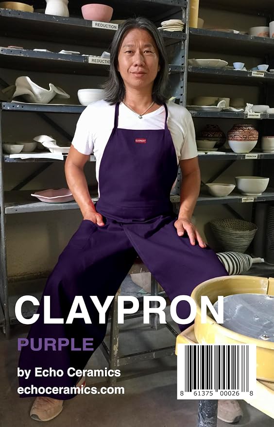Deep Purple Split Leg Apron, Cotton Canvas Full Coverage Pottery Apron - Image 2