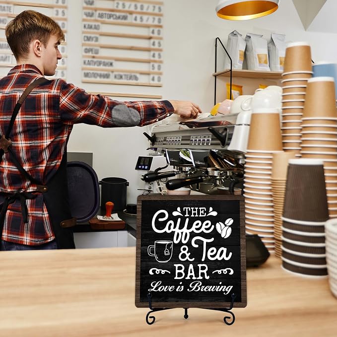 Coffee Bar Sign, Love is Brewing Farmhouse Tabletop Decor, Coffee and Tea Lover - Image 6