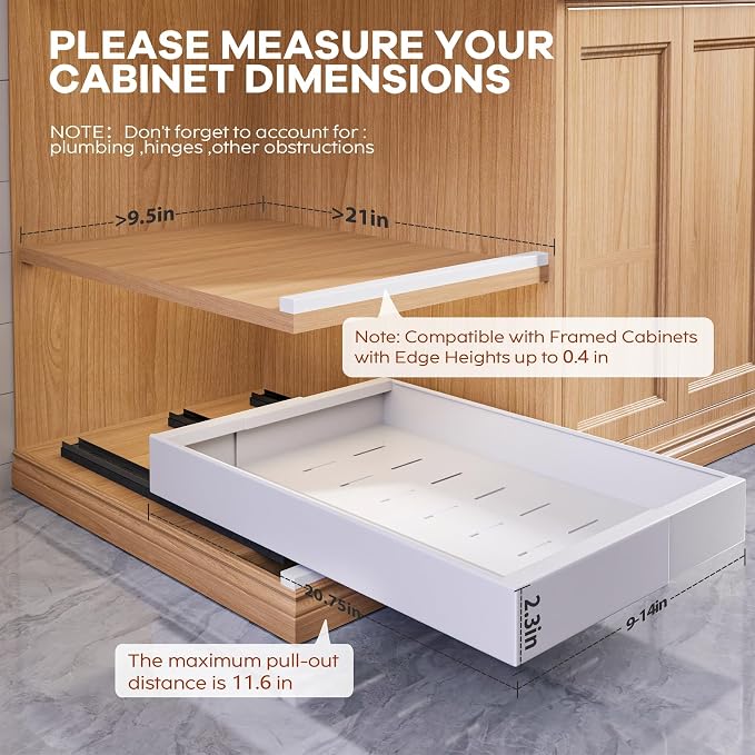 Seinloes 4 Pack Expandable Pull Out Cabinet Organizer 21" Deep - Image 3