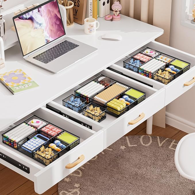 Marbrasse 3 Packs Desk Drawer Organizers, Metal Mesh Dividers Desk Drawer - Image 5
