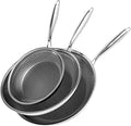 Nonstick Frying Pan Set, 8+10+12 Inch, Honeycomb Stainless Steel Skillet Pans by XBM