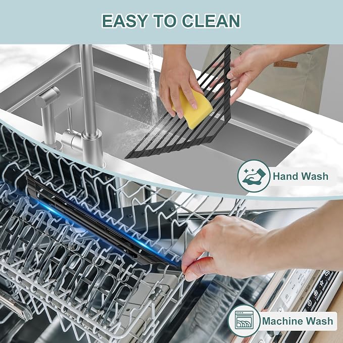 MERRYBOX Triangle Roll Up Dish Drying Rack Over The Sink, 2025 Anti-Rust Sink - Image 7