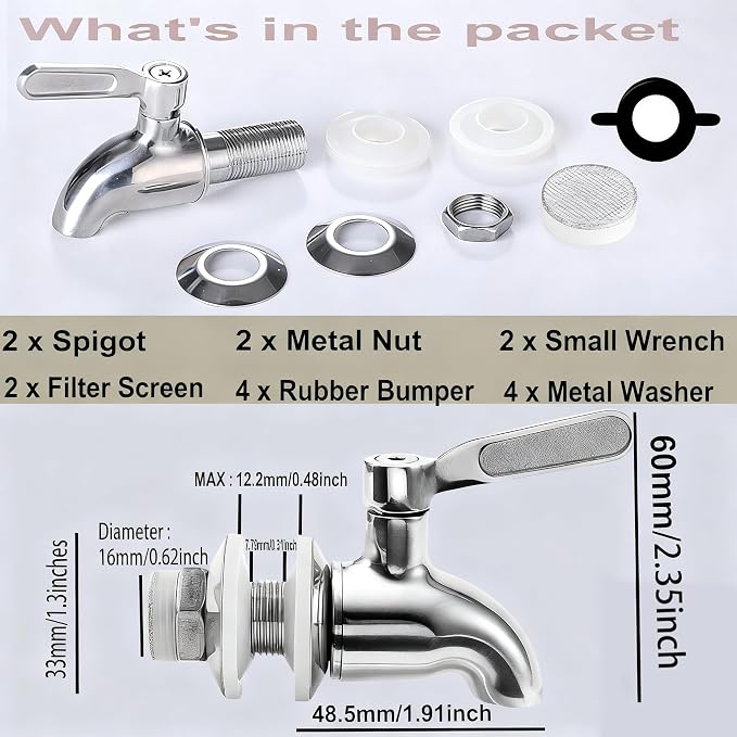 Lulonpon 1 Pieces Dispenser Faucets, Stainless Steel Spigot - Image 3