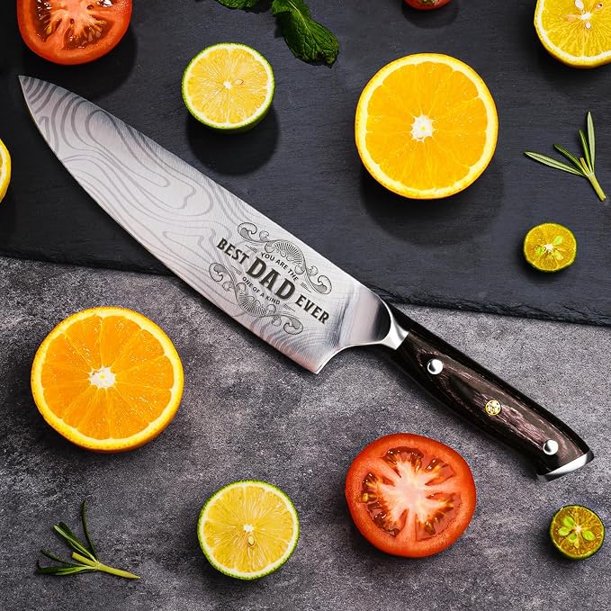 Funistree Dad Gifts from Daughter Wife Son, Best Dad Ever Kitchen Knife Gift Set - Image 2