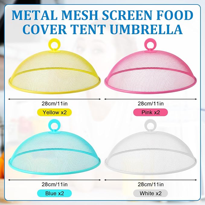 Foaincore 8 Pcs Metal Mesh Food Covers Tent Umbrella 11 Inch Outside Mesh Food - Image 2
