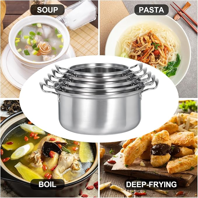 Kichvoe 5 Sets Stainless Steel Stock Pots Set - Image 4