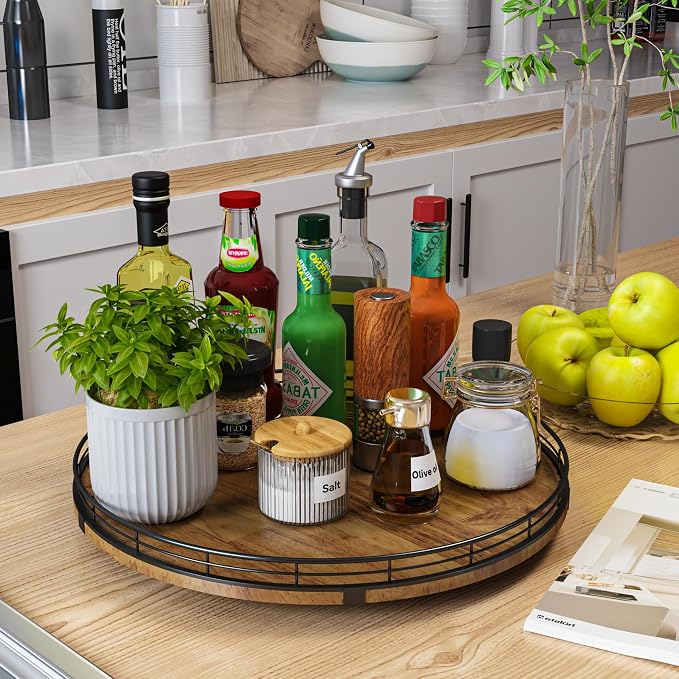 Farmhouse Oak 16" Lazy Susan Turntable Organizer - Image 2